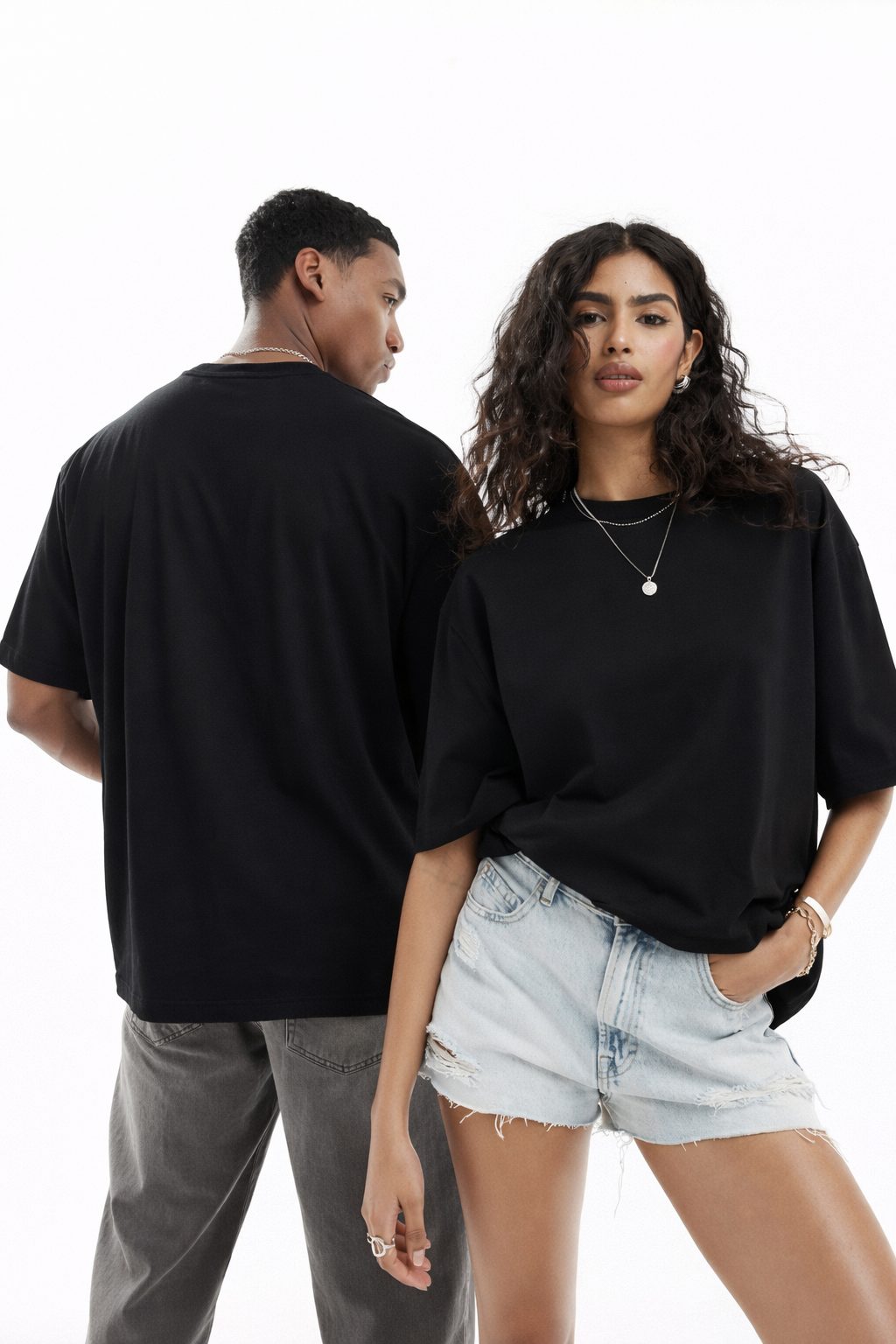 Plain Premium Oversized Supima Cotton T-Shirt – Black | Graxo