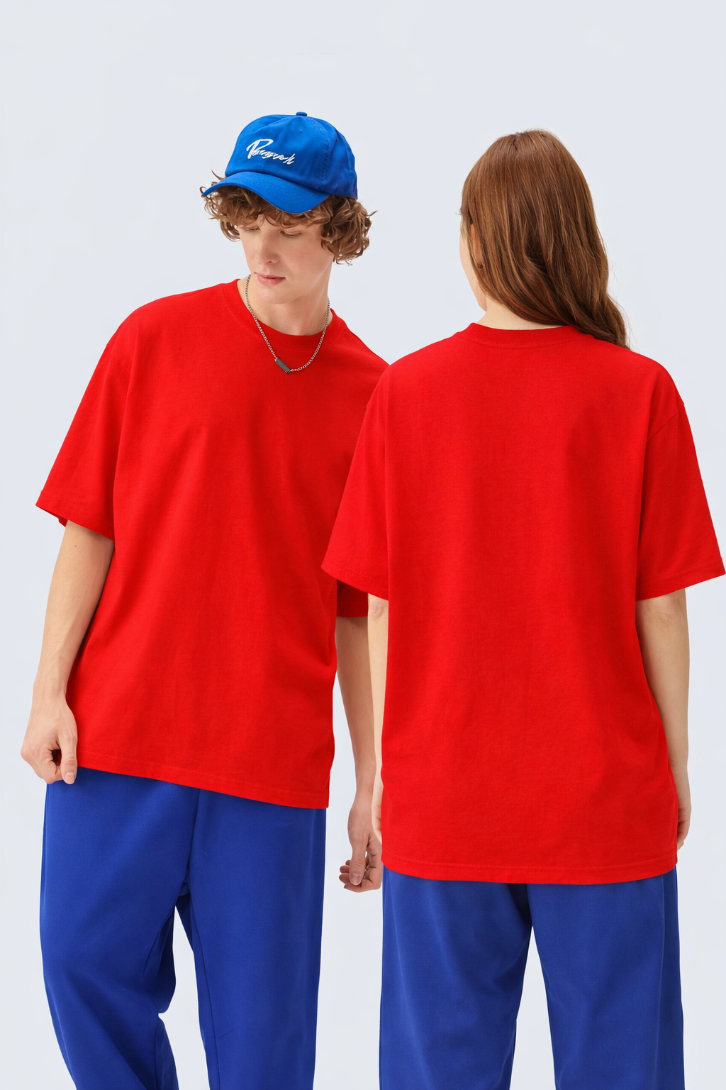 Plain Premium Oversized Supima Cotton T-Shirt – Fiery Red | Graxo