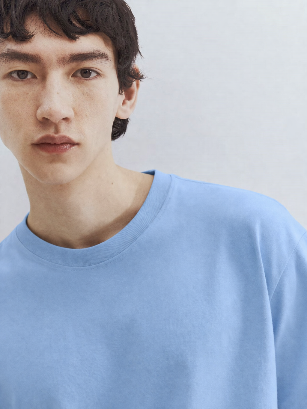 Plain Premium Oversized Supima Cotton T-Shirt – Frost Blue | Graxo
